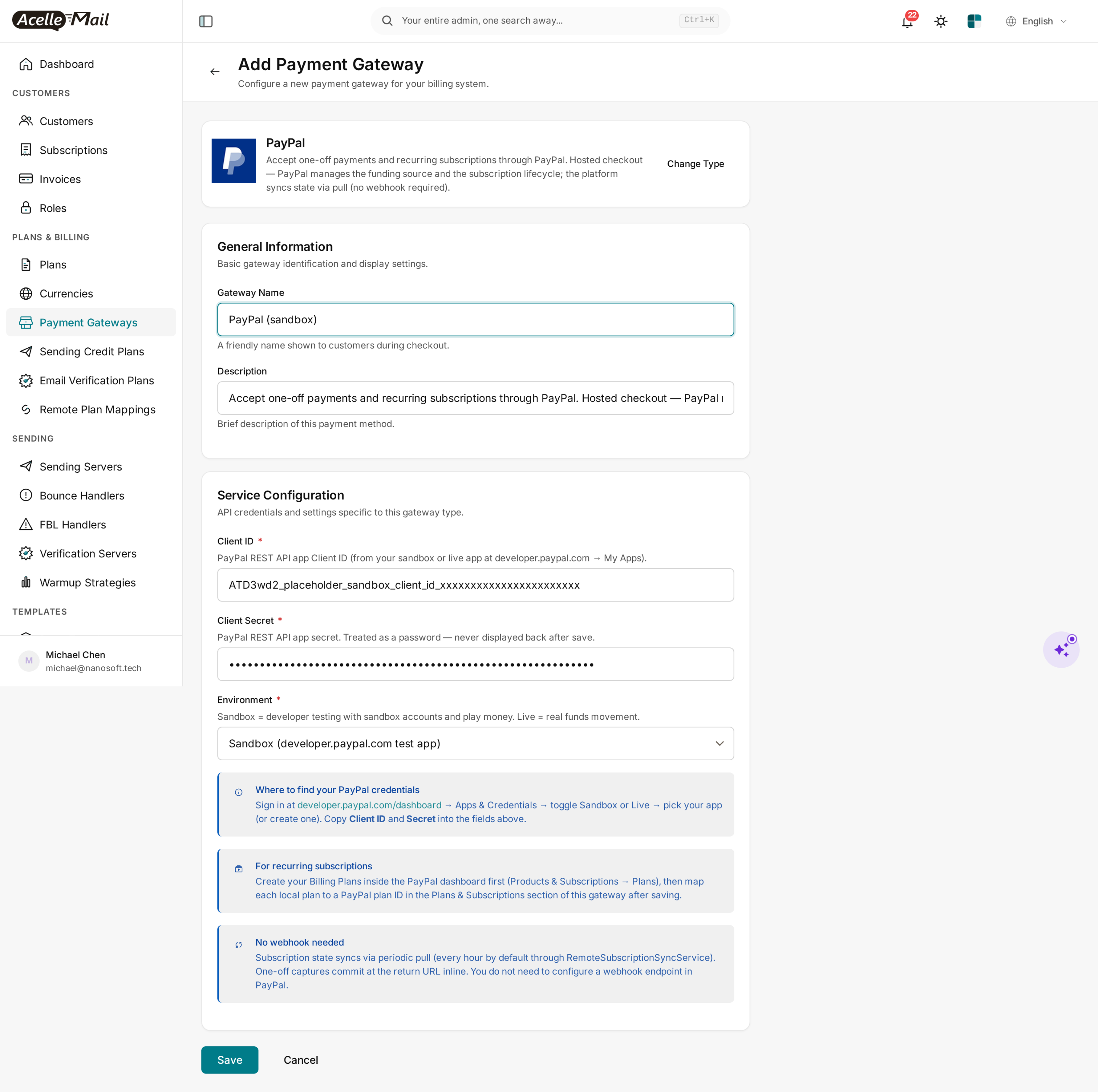 PayPal Payment Gateway Plugin For Acelle